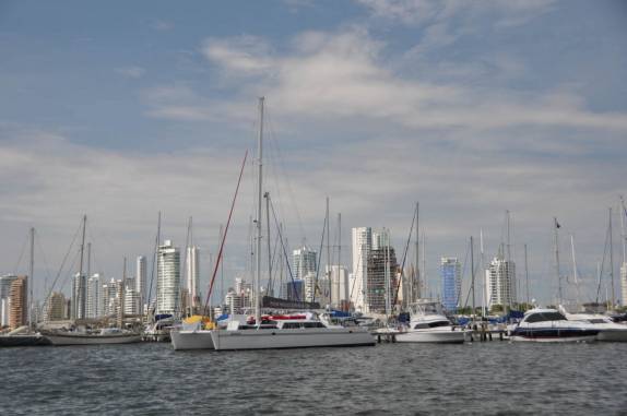 Marina no bairro de Manga em Cartagena, na Colômbia